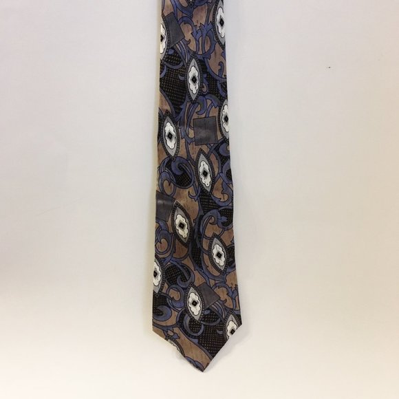 Halston III Scroll Neck Tie 100% Italian Silk - Picture 2 of 7